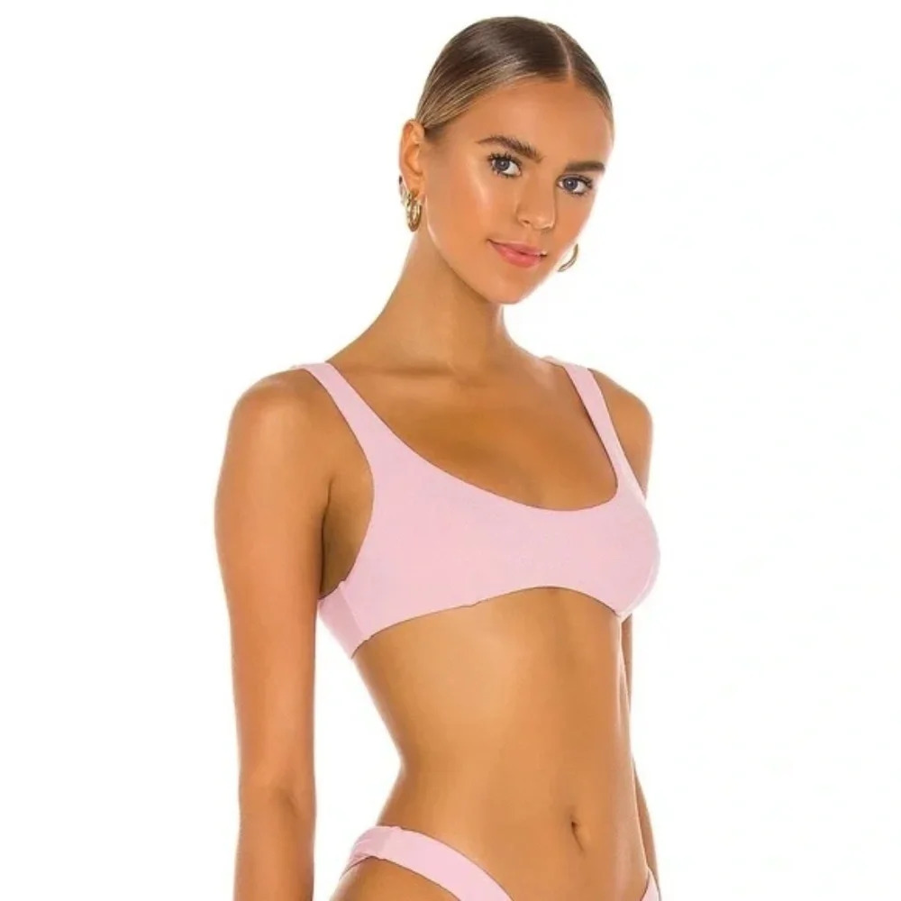 New! It's Now Cool Free People 90's Crop Bikini Top, pastel pink terry 19437